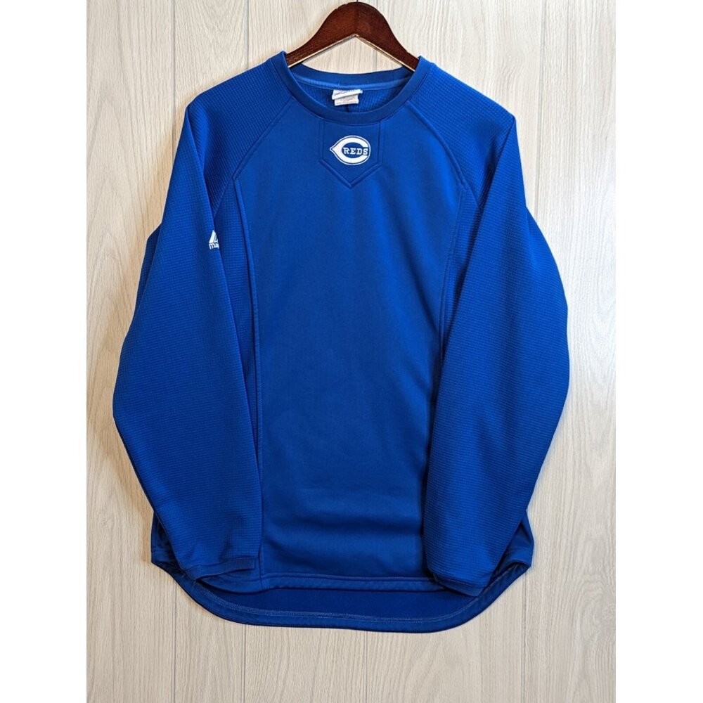 Majestic Mens Medium Long Sleeve Baseball Sweatshirt Blue Gray Cincinnati Logo